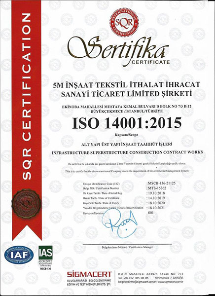 ISO 14001:2015 Certificate